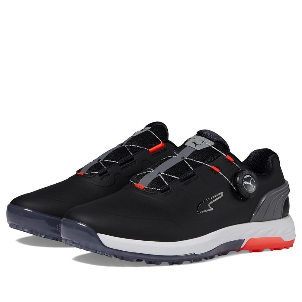 PUMA Golf Men's Alphacat Nitro Disc Shoes, Puma Black-Quiet Shade-Red Bla 9